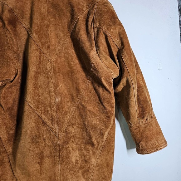 Vintage FoxRun Suede Leather Sherpa Lined Coat‎ S Brown Tapered - Picture 10 of 16